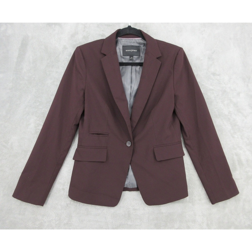 Banana Republic Blazer Womens Size 2 Professional Office Career Purple Lined